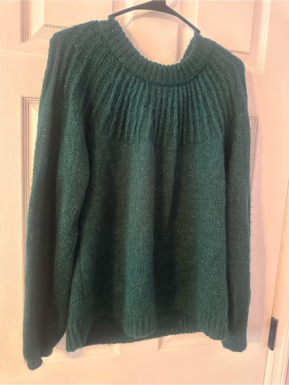 LC Lauren Conrad Forest Green Ribbed Yoke Crewneck Sweater